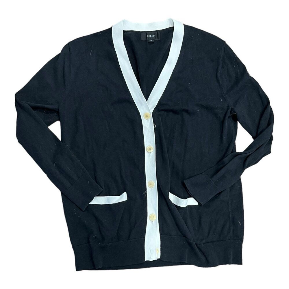 J. Crew Black Cotton Cardigan M
